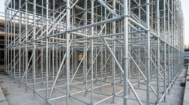 Galvanized ringlock scaffolding structure for heavy-duty construction support